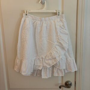 J. Crew White Ruffle Skirt